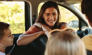 happy family in the car