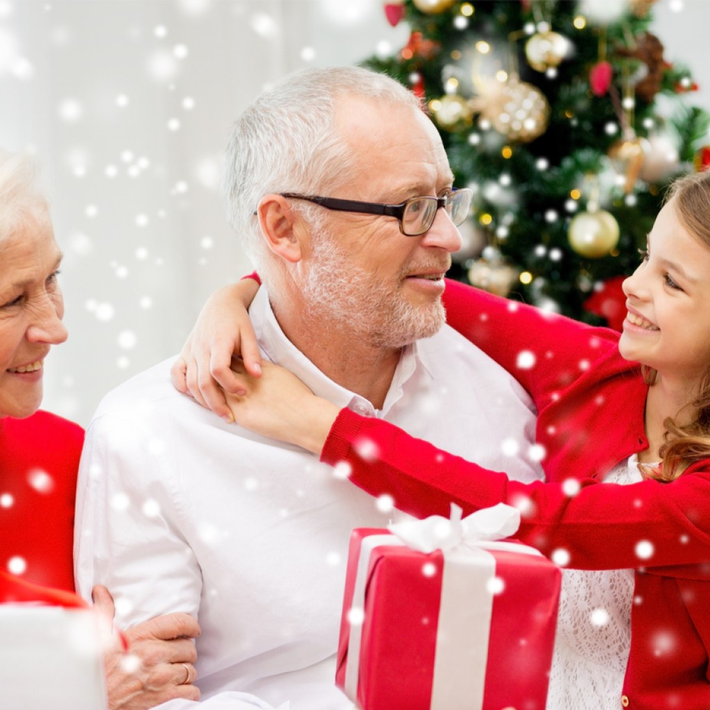 A family spending Christmas together.