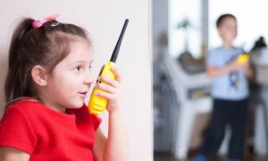 Child using a walkie-talkie