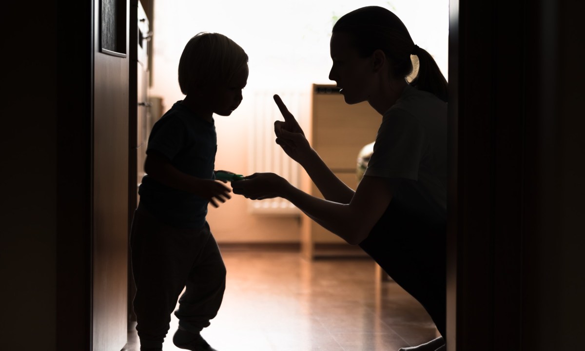 Mom scolding toddler
