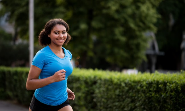 Teenage girl jogging