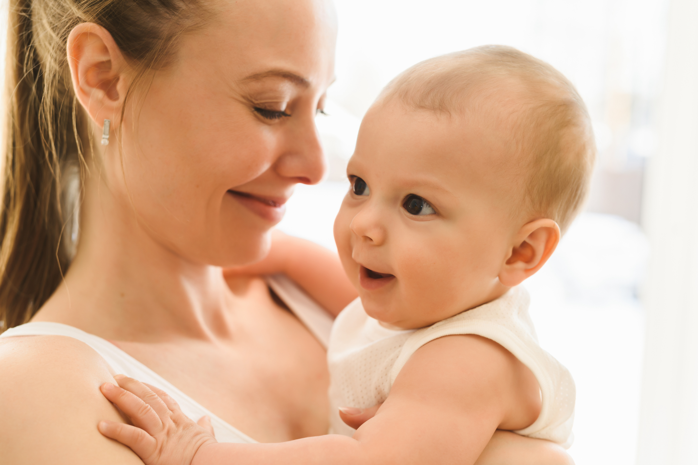 close up of mother and baby