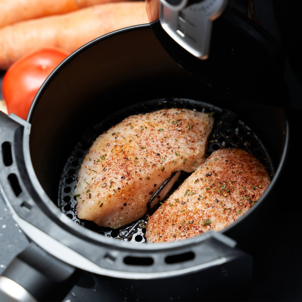 Chicken cooking in the air fryer