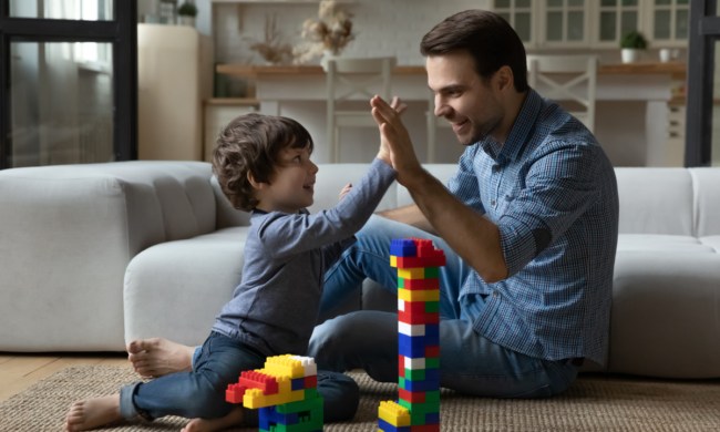 Dad sharing words of encouragement with his son