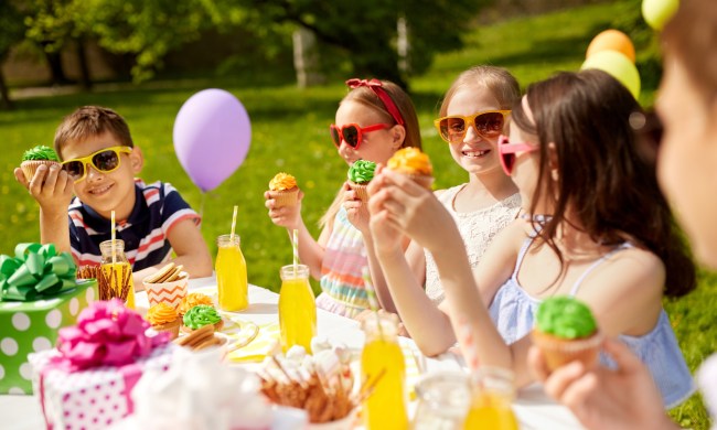 Teens at outdoor birthday party.