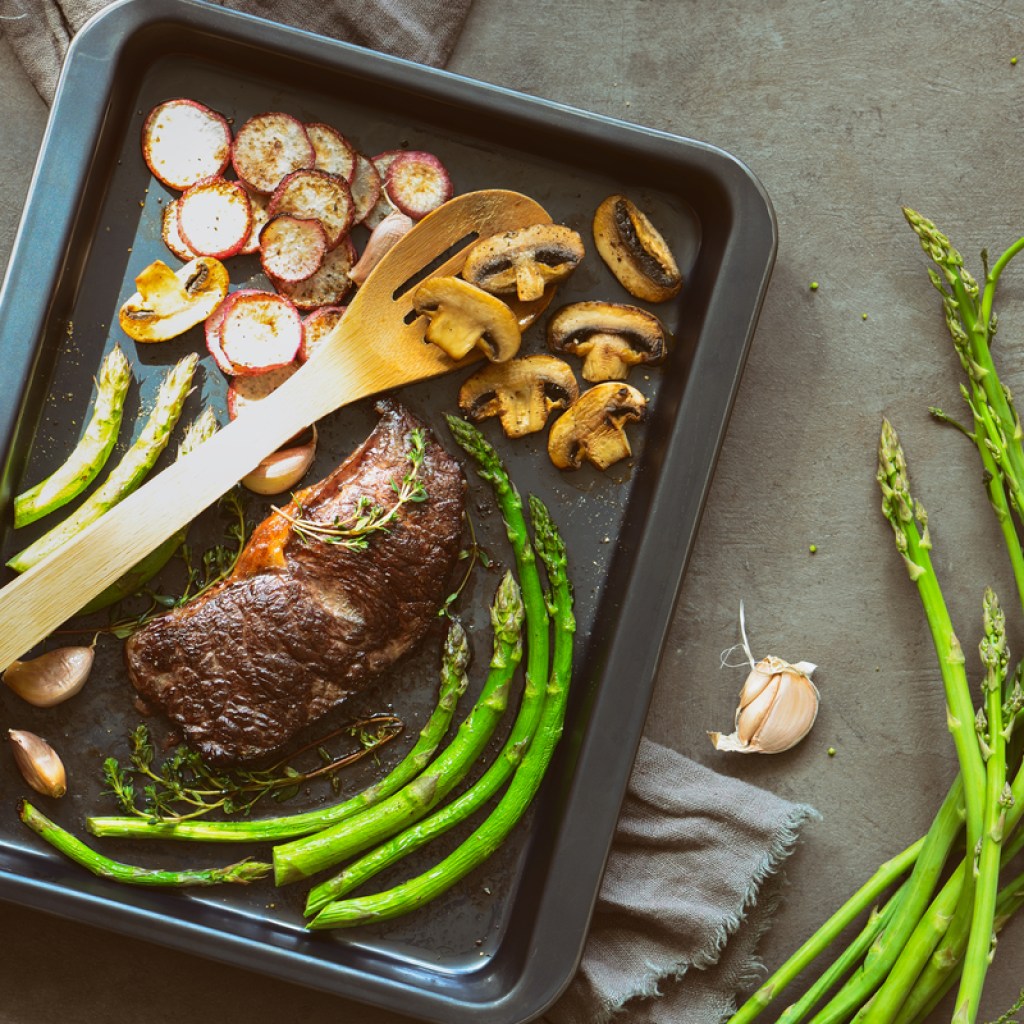 Preparing a sheet-pan dinner