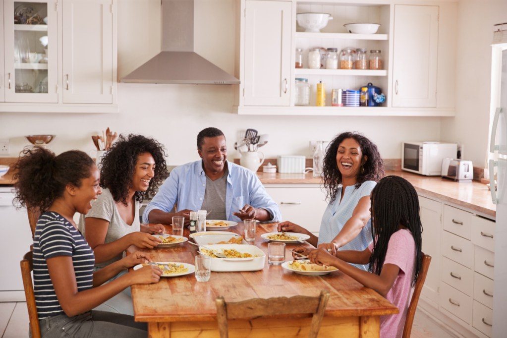 A family enjoying dinner together