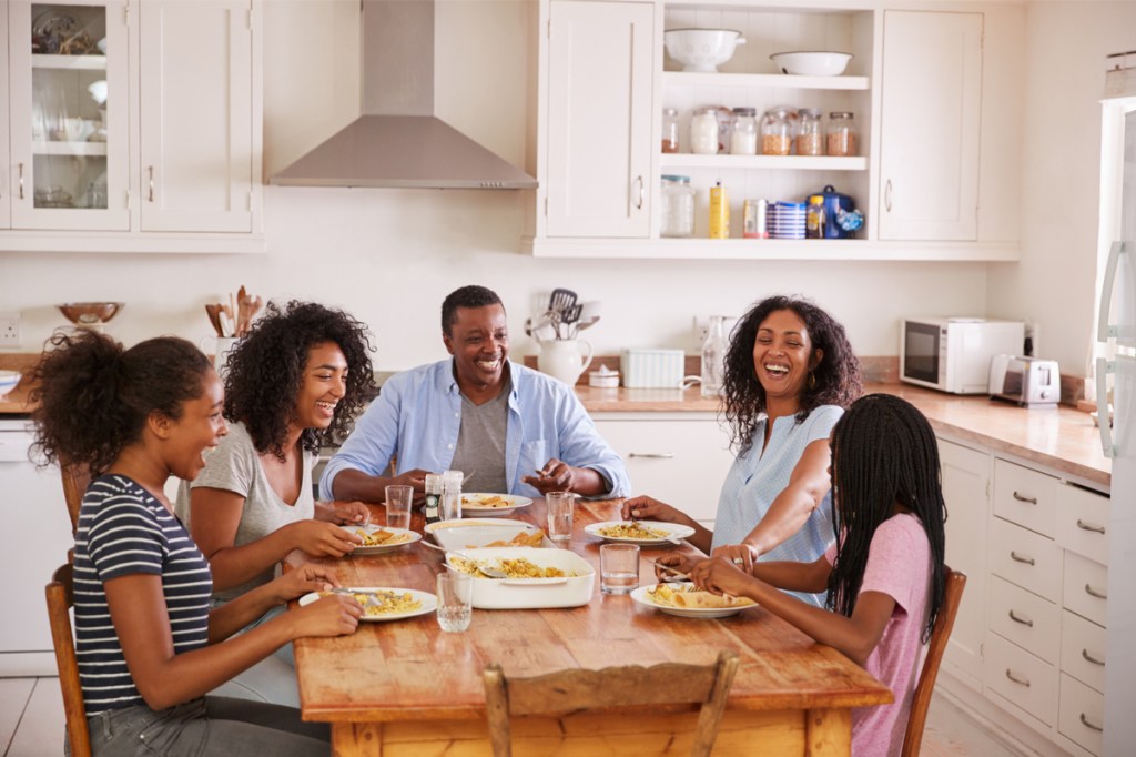 A family enjoying dinner together