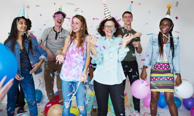 Teens having fun at a birthday party