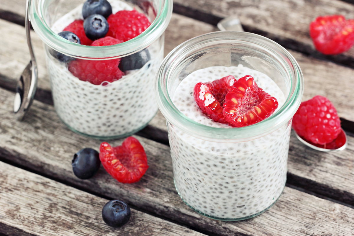 two servings of chia pudding made for Valentine's Day