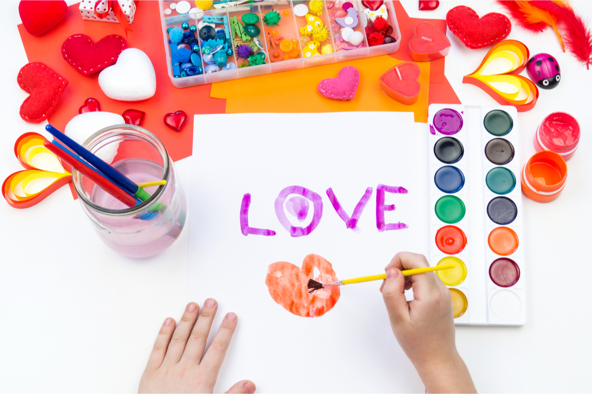 Valentine's Day craft with Love painted on it