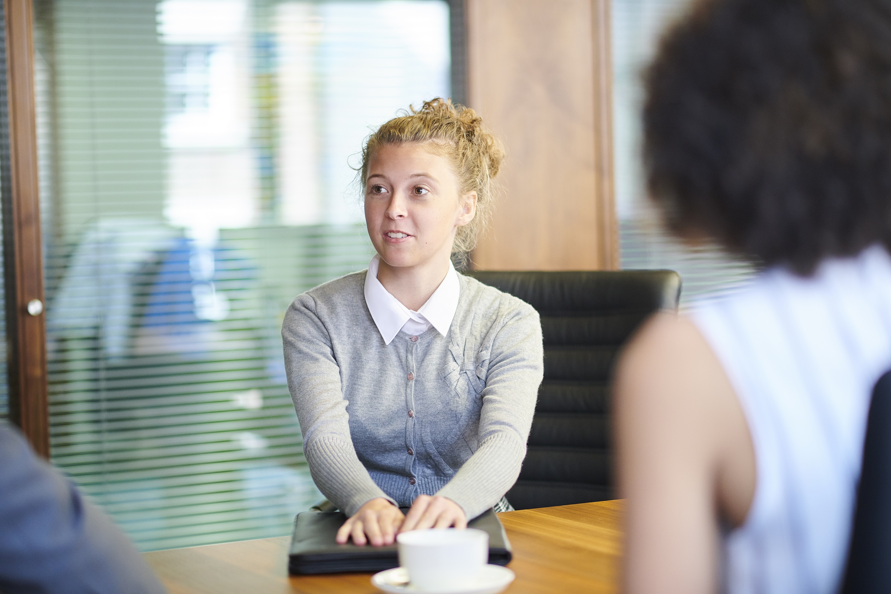 young teen girl at job interview