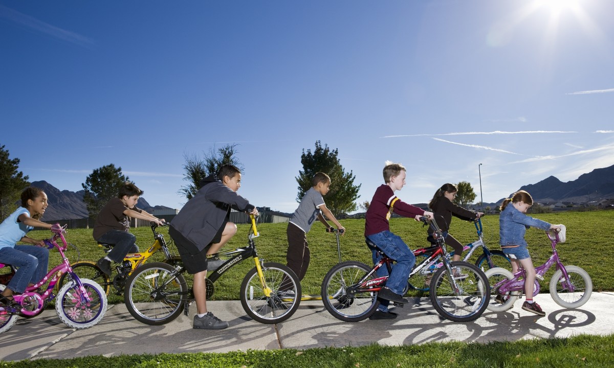 Group of kids biking