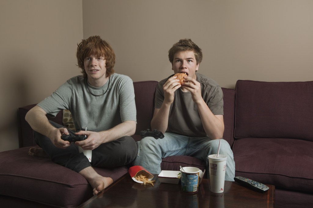 Boys playing video games