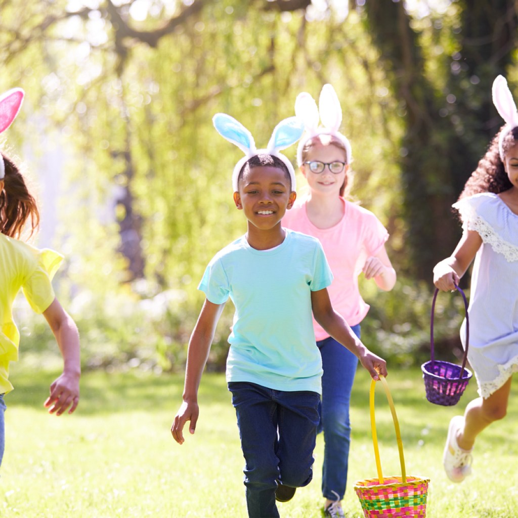older kids having fun on an Easter egg hunt