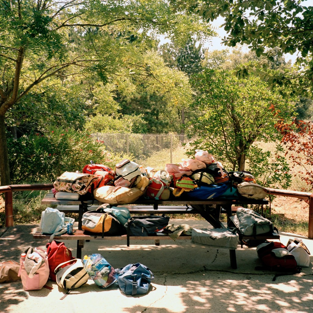 Pile of bags at summer camp