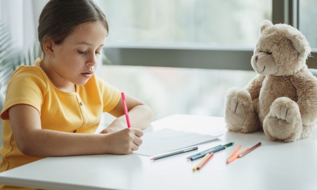 Young child doing homework