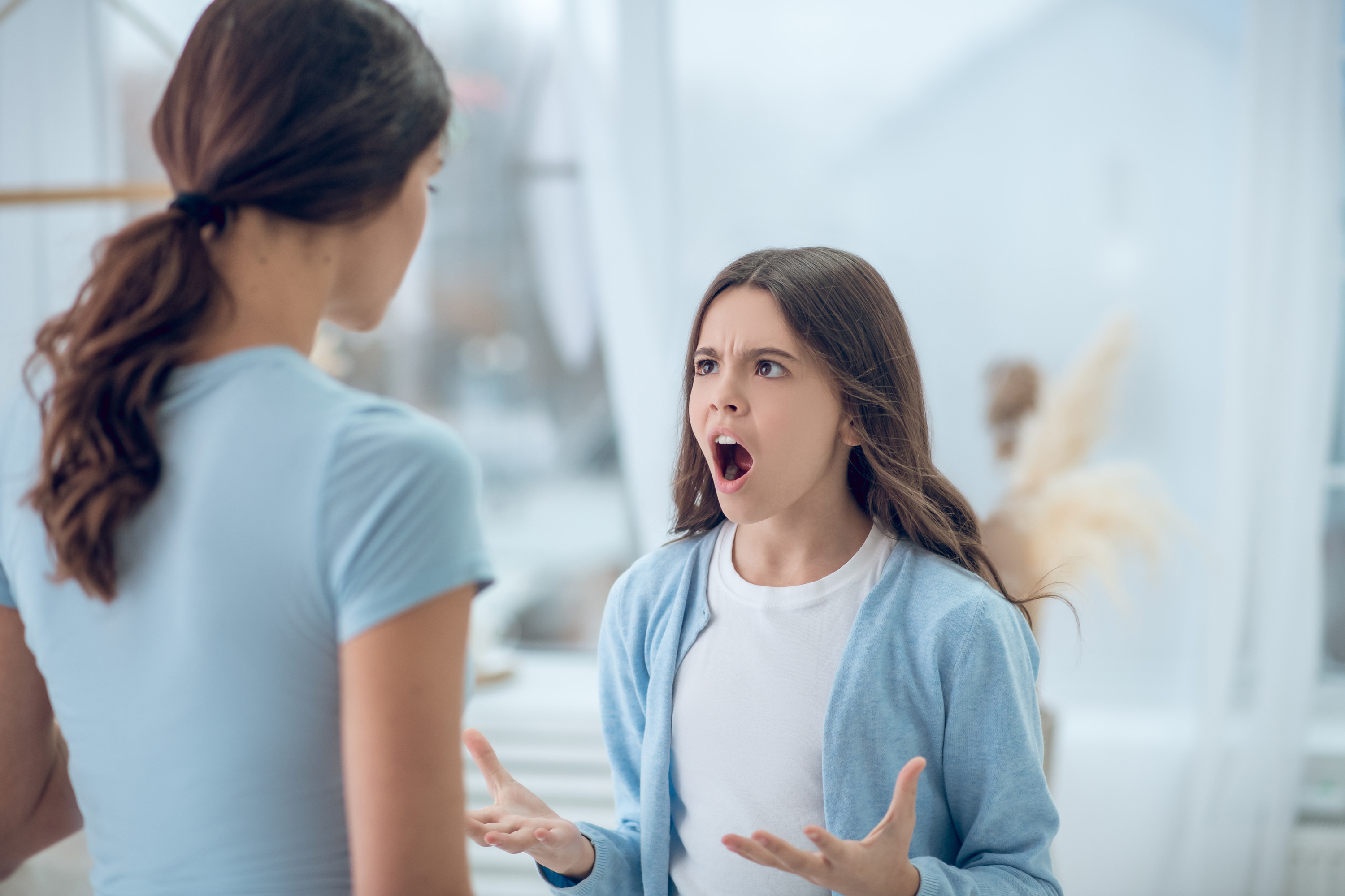 Teen girls arguing with her mom