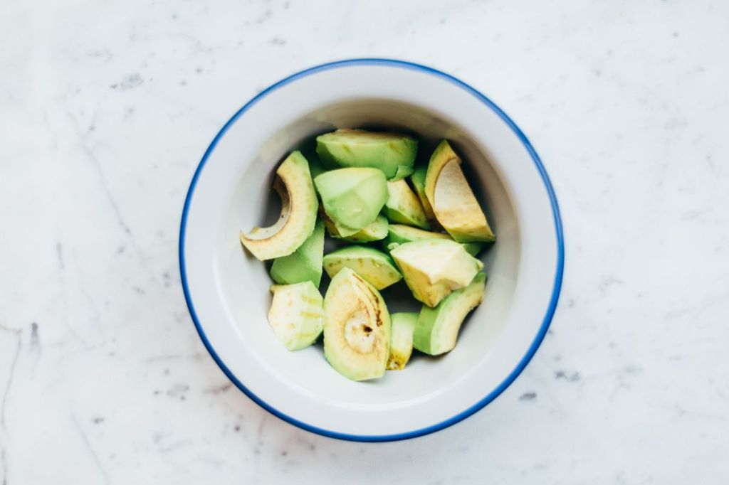 Avocado pieces in a bowl
