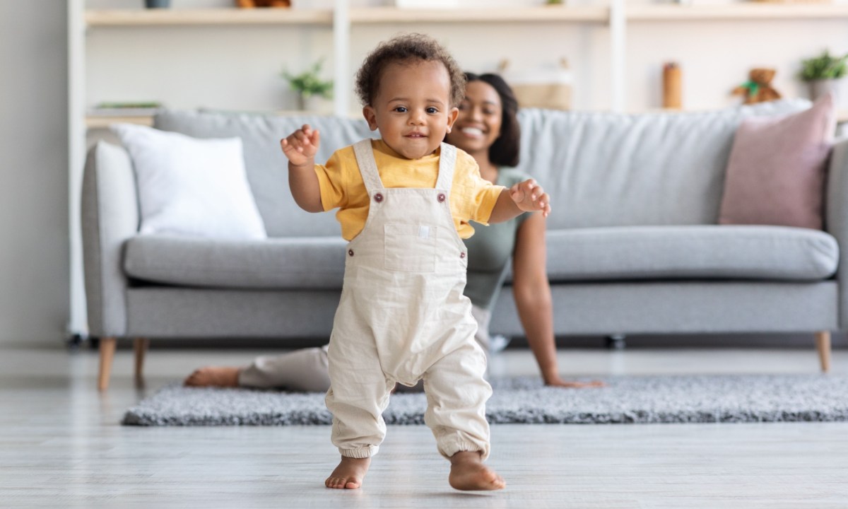 Toddler boy walking around