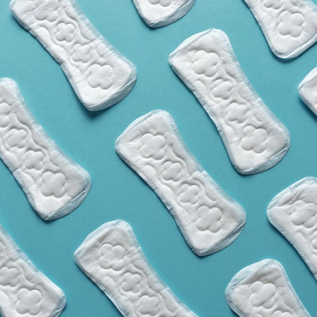 Panty liners on a blue background