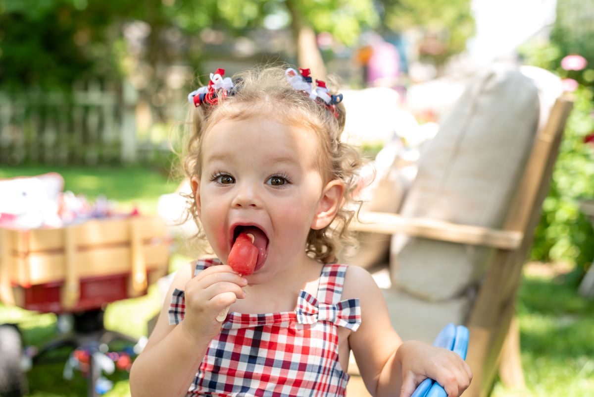 Cute toddler girl on Memorial Day