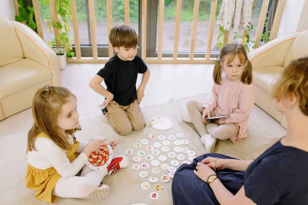 young children playing memory