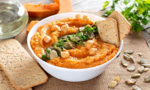 Inviting bowl of pumpkin hummus