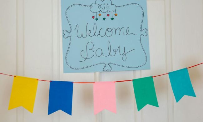 Colorful baby shower sign